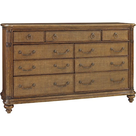 Costa Sera Triple Dresser with Wire Management and Drop-Front Media Drawer
