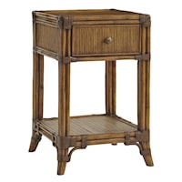 Del Sol Bedside Table with Open Display Shelf and Pencil Rattan Detailing