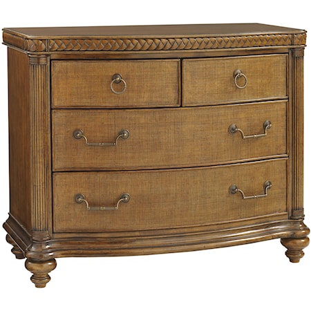 Silver Sands Bachelor's Chest with Woven Raffia Front and Braid Moulding