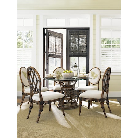 Tropical 7 Piece, Single Pedestal Dining Set