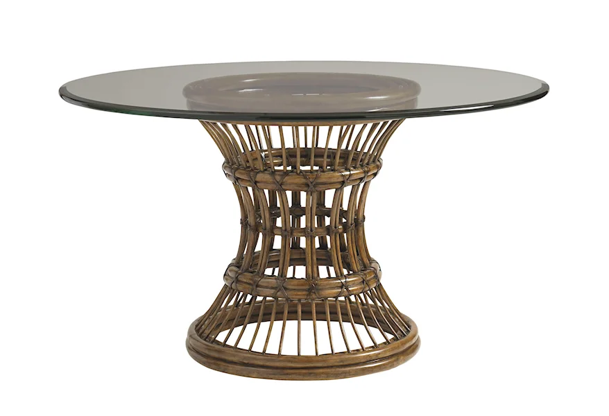 Bali Hai 60" Round Glass Dining Table by Tommy Bahama Home at Z & R Furniture