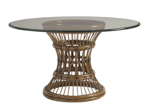 60" Round Glass, Single Pedestal Dining Room Table