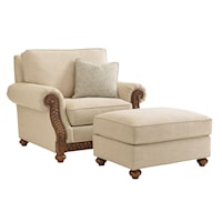 Quickship Shoreline Chair and Ottoman Set