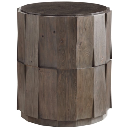 Everett Round Travertine End Table