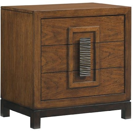 Isabela Asian-Inspired Nightstand with Three Drawers