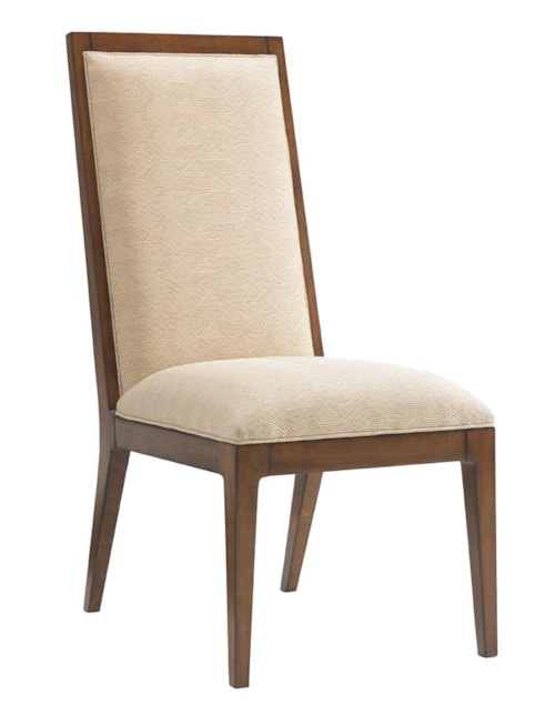 Natori Slat Back Side Chair in Cresting Waves Fabric