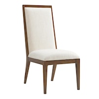 Natori Slat Back Side Chair in Ivory Fabric