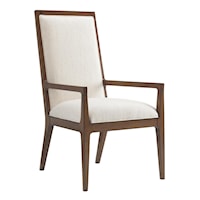 Natori Slat Back Arm Chair in Ivory Fabric