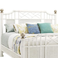 Queen Pritchards Bay Panel Headboard with Leather Wrapped Rattan