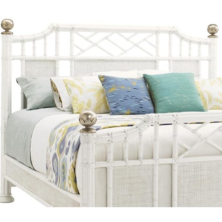 Queen Pritchards Bay Panel Headboard with Leather Wrapped Rattan