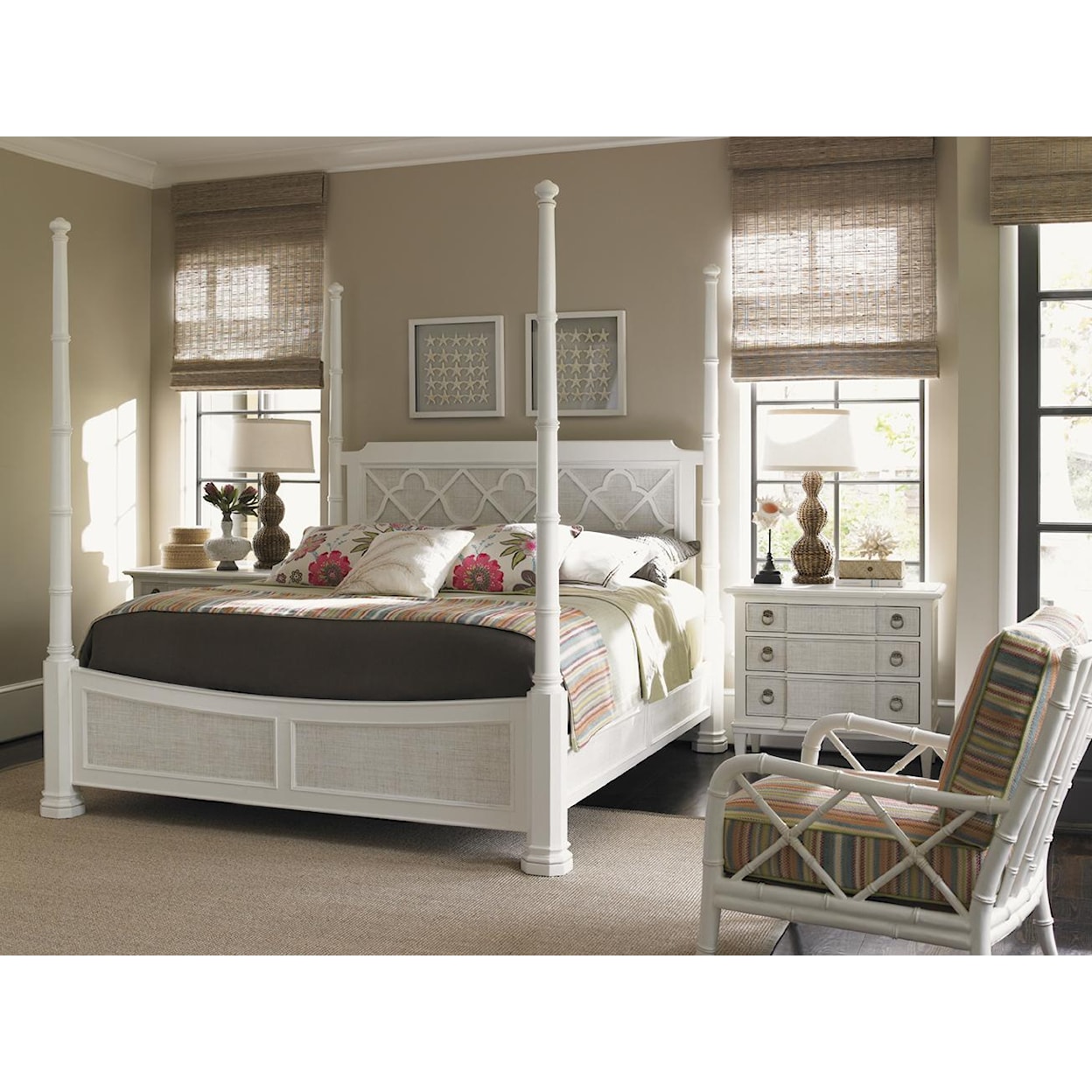 Tommy Bahama Home Ivory Key Queen Southampton Poster Bed