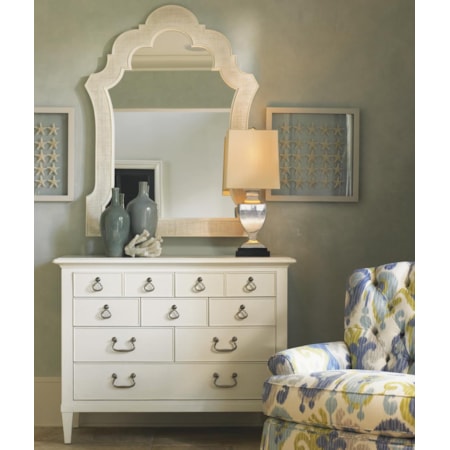 Tommy Bahama Home Ivory Key 543-222x1+543-204x1 8 Drawer Elbow Beach Dresser and Woven Raffia Sandys Mirror | Baer's Furniture | Dresser + Mirror Combo Tommy Bahama Home Ivory Key 543-222x1+543-204x1 8 Drawer Elbow Beach Dresser and Woven Raffia Sandys Mirror | Baer's Furniture | Dresser + Mirror Combo