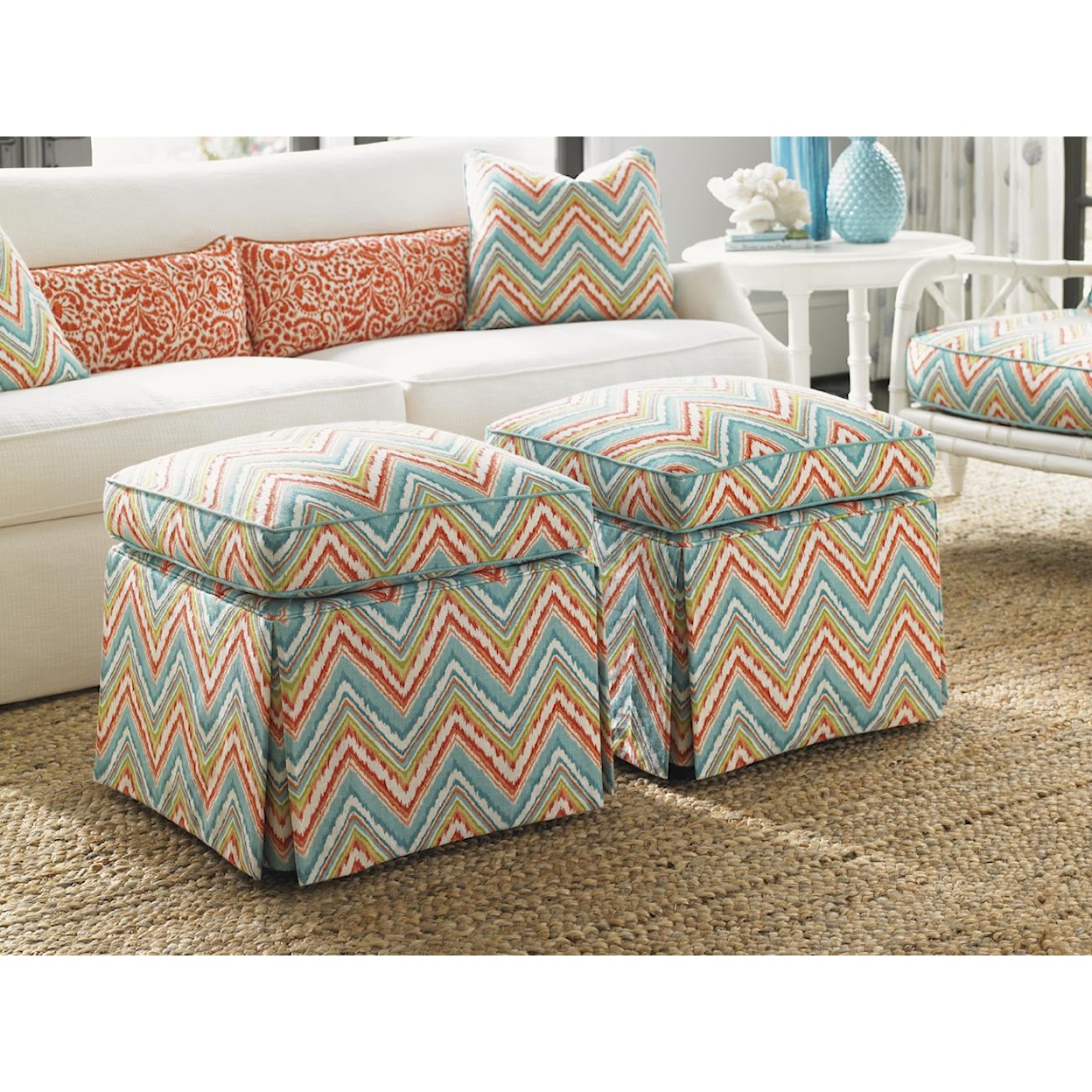 Tommy Bahama Home Ivory Key Half Moon Caye Ottoman