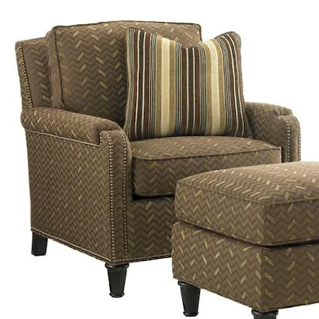 Bishop Chair with Padded Arm Caps and Nailhead Trim