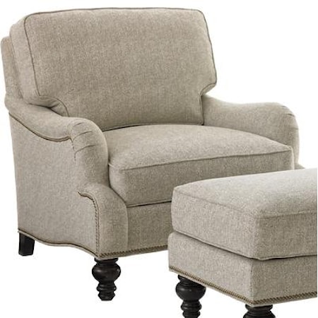 Amelia Chair with Scalloped English Arms and Nailhead Trim