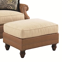 Shoal Creek Ottoman with Turned Legs and Nailhead Trim