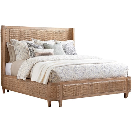 Ivory Coast California King Size Bed with Woven Banana Leaf