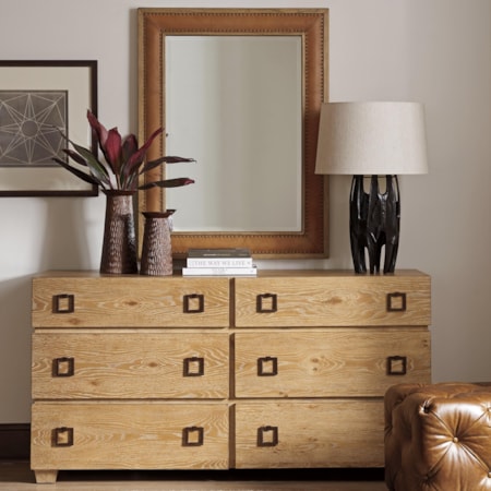 Tommy Bahama Home Los Altos 566-205x1+566-222x1 Armiston Double Dresser and Dominica Leather Mirror Set | Stuckey Furniture | Dresser + Mirror Combo Tommy Bahama Home Los Altos 566-205x1+566-222x1 Armiston Double Dresser and Dominica Leather Mirror Set | Stuckey Furniture | Dresser + Mirror Combo