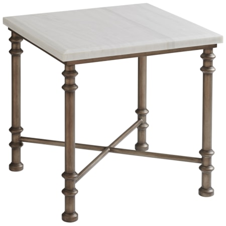 Flagler Square Marble Top End Table