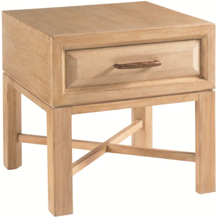 St. Kilda One-Drawer Square Lamp Table with Finished Back & X-Stretcher