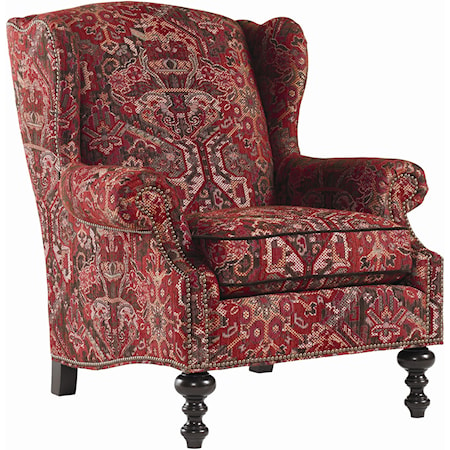 Batik Wing Chair with Decorative Nailhead Trim
