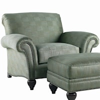 Upholstered Edgewater Chair with Rolled Arms & Nailhead Trim