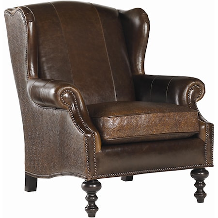 Batik Leather Wing Chair