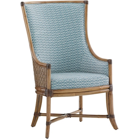 Balfour Woven Rattan Host Chair in Customizable Fabric