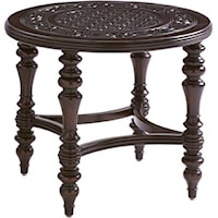 Outdoor Round End Table with Turned Legs