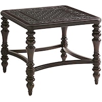 Outdoor Square End Table with Turned Legs