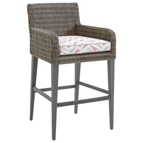 Outdoor Bar Stool with Removable Weatherproof Cushion