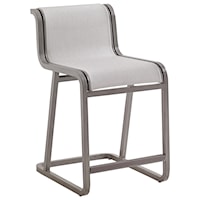 Contemporary Outdoor Counter Stool with Gray Sunbrella Fabric