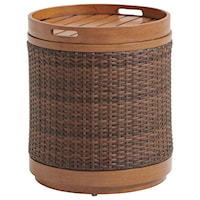 Transitional Round Outdoor End Table with Storage