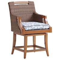 Transitional Outdoor Swivel Counter Stool