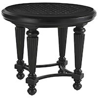 Round End Table with Woven Metal Top