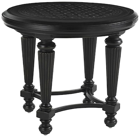 Round End Table with Woven Metal Top