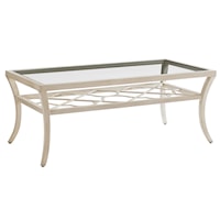 Outdoor Rectangular Cocktail Table with Glass Top and Quatrefoil Design