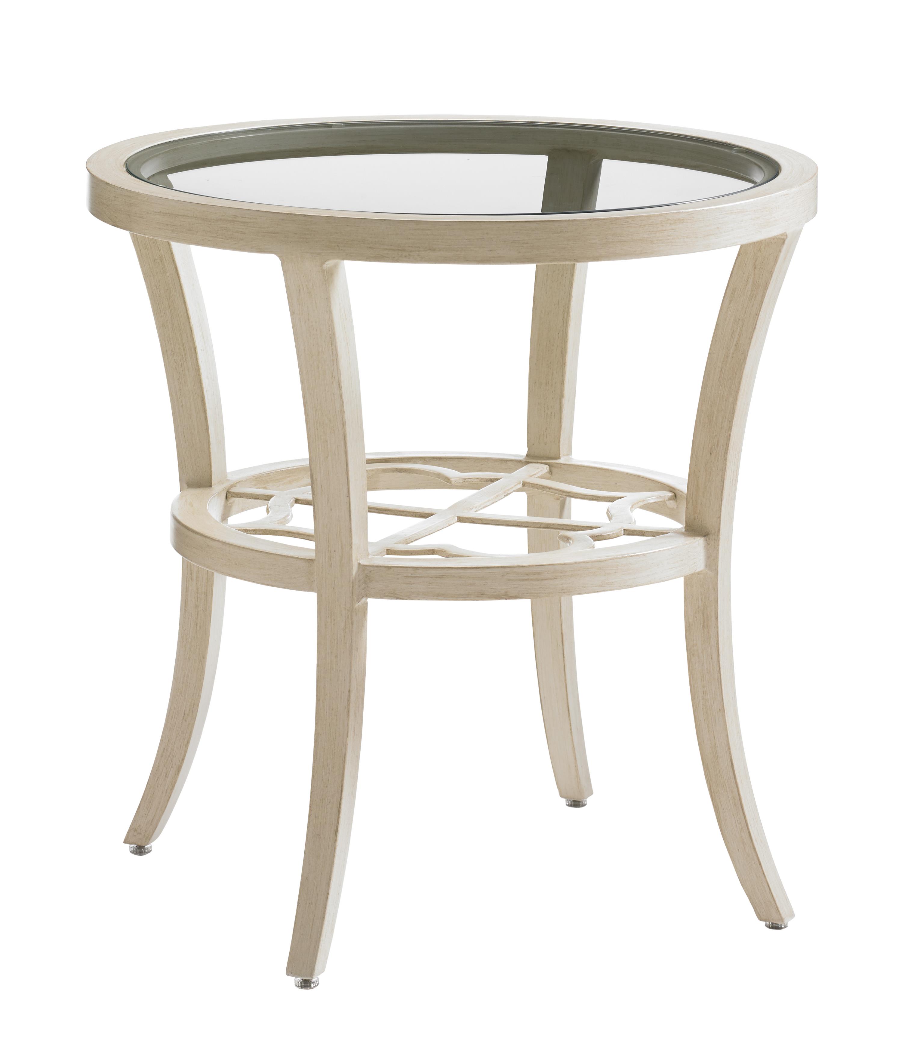 Round End Table with Inset Glass Top