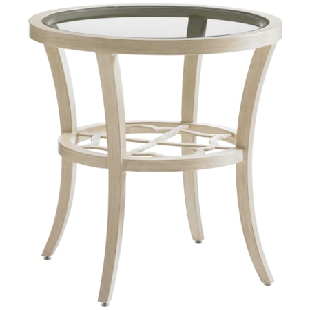Round End Table with Inset Glass Top