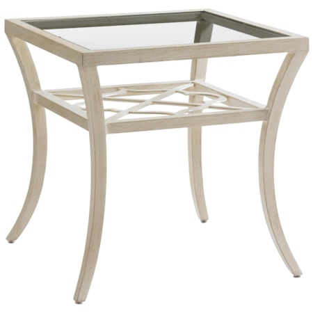 Square End Table with Inset Glass Top
