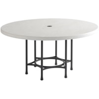 Outdoor Round Dining Table with Limestone-Like Top