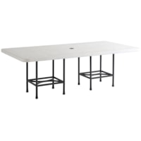 Outdoor Rectangular Dining Table with Limestone-Like Top