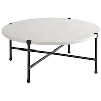 Outdoor Round Cocktail Table with Limestone-Like Top