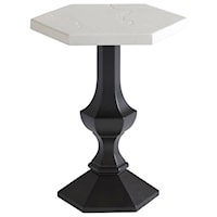 Outdoor Hexagonal Accent Table with Limestone-Like Top