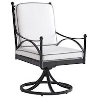 Outdoor Swivel Rocker Dining Chair with Decorative Ball Finials