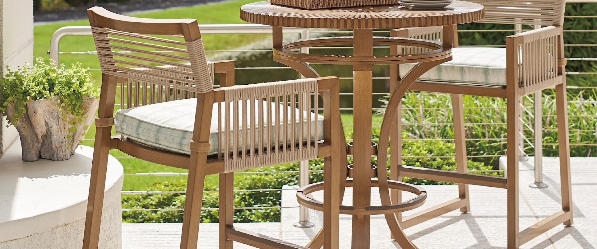 3-Piece Outdoor Bistro Set w/ Bar Stools