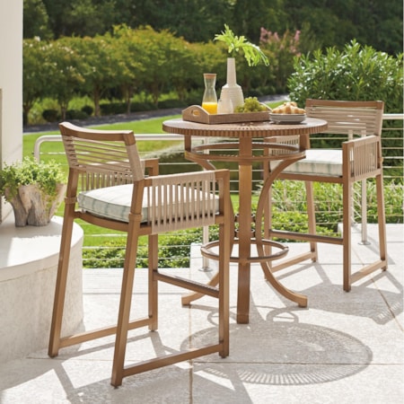 3-Piece Outdoor Bistro Set w/ Bar Stools
