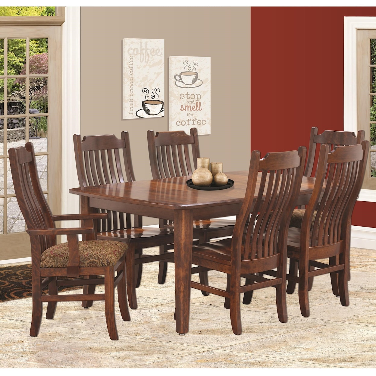 Trailway Amish Wood Easton Pike 7 Piece Dining Set