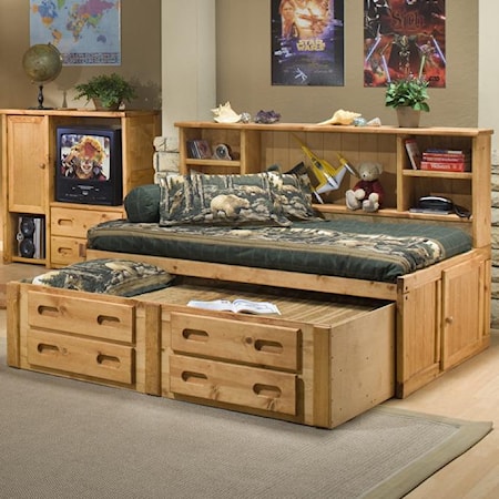 Twin Cheyenne Bookcase Bed with Trundle