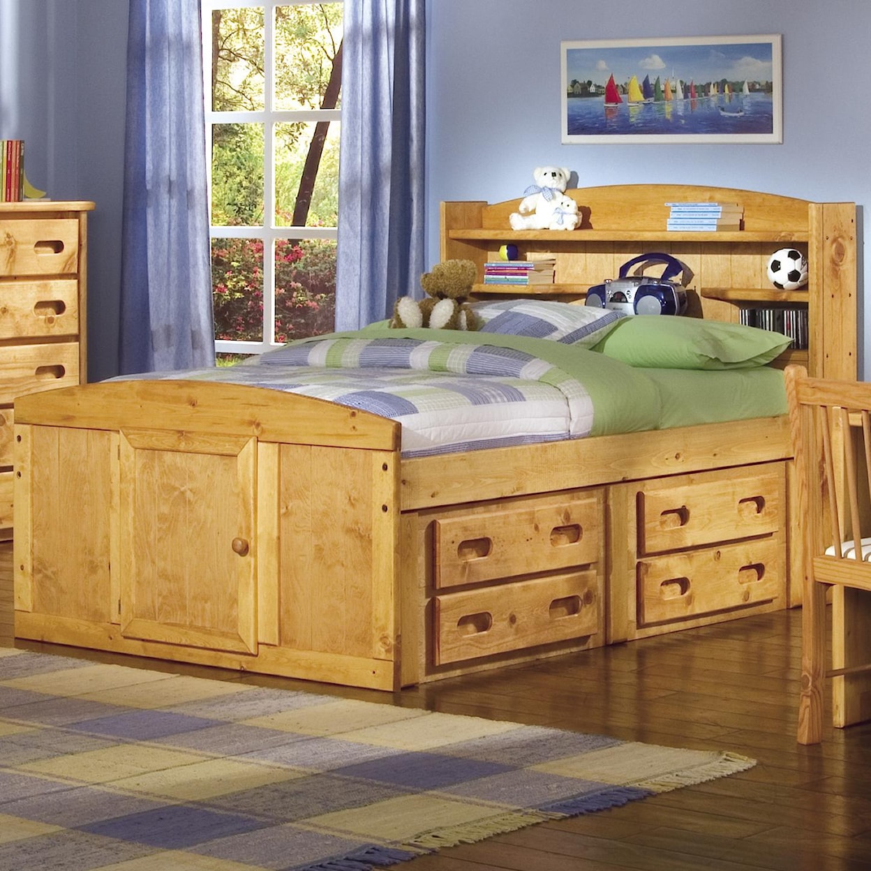 Trendwood Bunkhouse Twin Bookcase Headboard Captain's Bed